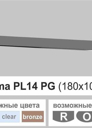 Скляна полиця настінна навісна прямокутна commus pl14 pg (180х1000х8мм)