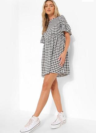 Платье с тканым принтом в сетчатую ткань