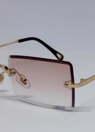 Жіночі в стилі gucci сонцезахисні окуляри безоправні бежево рожевий градієнт