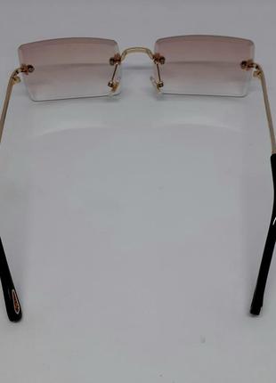 Очки в стиле gucci женские солнцезащитные безправные бежево розовый градиент6 фото