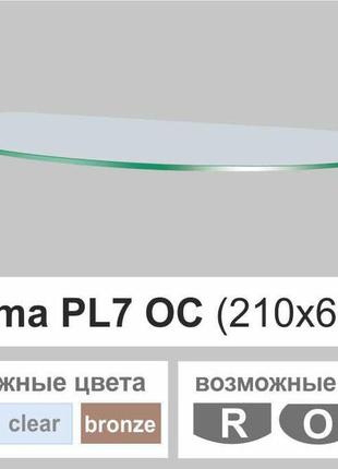 Поличка зі скла настінна навісна овальна commus pl7 oc (210х600х6мм)