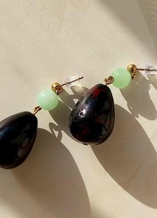 Серьги из натуральных камней реверс серьги ходящий замок хаула аниме косплей хендмейд ручная работа