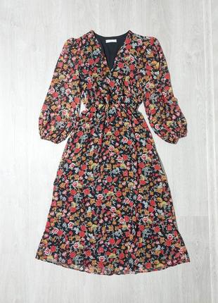 Сукня плаття міді в квіти шифон mango