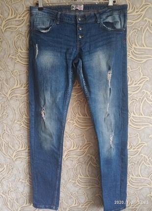 (758)  стрейчевые рваные джинсы terranova унисекс /размер xl1 фото