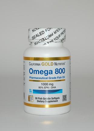Омега 800 рыбий жир, california gold nutrition, 80% epa / dha, 1000 мг, 30 капсул1 фото