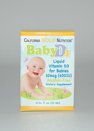 Витамин д-3 для детей, california gold nutrition, в каплях, 400 ме, 10 мл1 фото