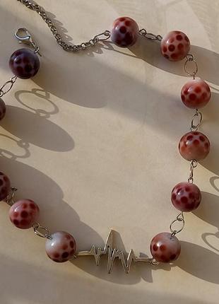 Лаконичный чекер ожерелье с подвеской стиль гранж y2k хендмейд ручная работа натуральные камни