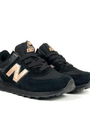 Женские замшевые черные кроссовки с сеткой new balance 574 🆕 нью баланс 5473 фото