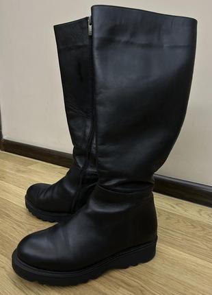 Сапоги зимние евро зима женские кожаные черные2 фото