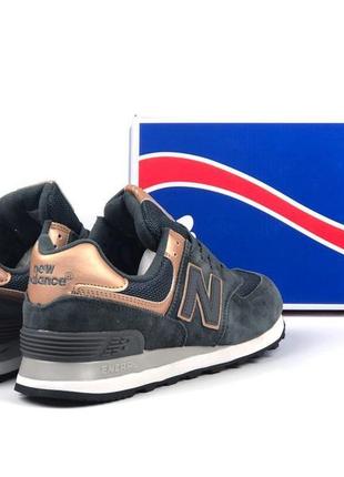 Жіночі замшеві темно сині кросівки з сіткою new balance 574 🆕 нью баланс 5474 фото