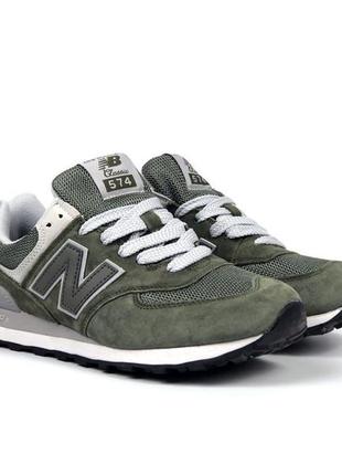 Женские замшевые темно зеленые кроссовки с сеткой new balance 574 🆕 нью баланс 5472 фото