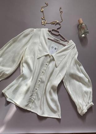 Неймовірна блуза кольору айворі блуза віскоза з красивим комірцем