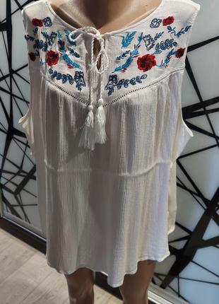 Летняя блуза, майка вишиванка bodyflirt белая 54-567 фото
