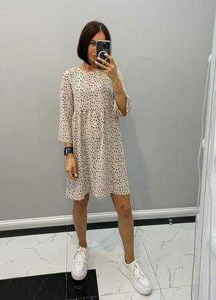 Жіноча коротка сукня вільна зелена чорна бежева синя з узором весняна літня