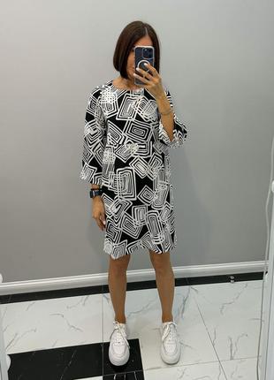 Жіноча коротка сукня вільна зелена чорна бежева синя з узором весняна літня9 фото