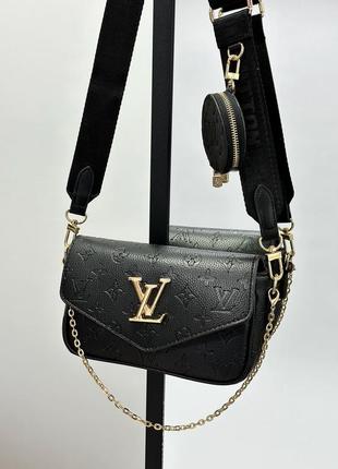 Сумка в стилі louis vuitton pochette leather black9 фото