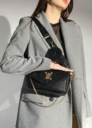 Сумка в стилі louis vuitton pochette leather black2 фото