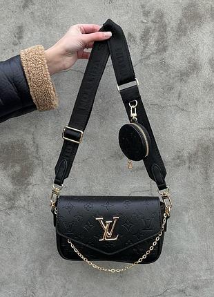 Сумка в стилі louis vuitton pochette leather black