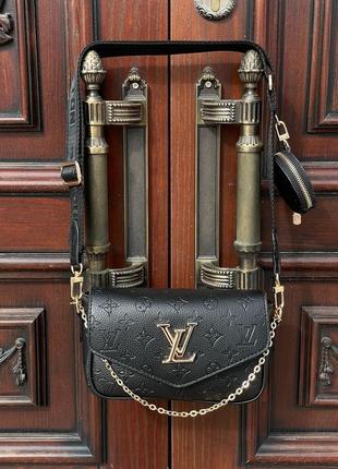 Сумка в стиле louis vuitton pochette leather black4 фото