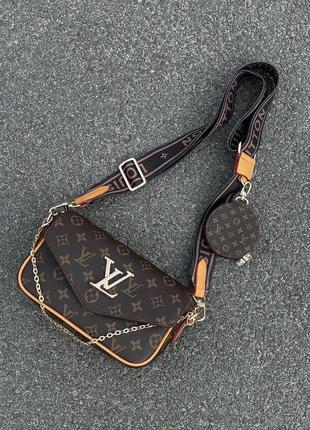 Сумка в стилі louis vuitton pochette leather brown8 фото