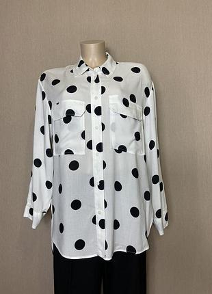 Стильна подовжена сорочка,блуза в горохи bershka