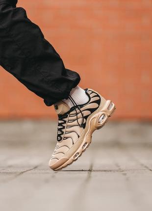 Nike air max tn beige black мужские кроссовки найк тн бежевые, кроссовки мужские бежевые найк тн3 фото