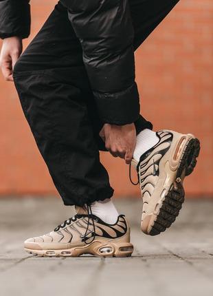 Nike air max tn beige black мужские кроссовки найк тн бежевые, кроссовки мужские бежевые найк тн9 фото