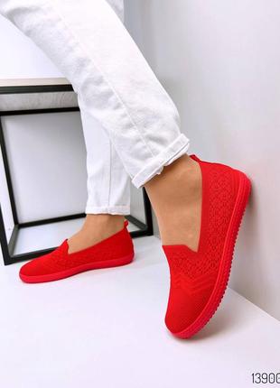 Мокасины 13900, р.36,38,39, текстиль, красный