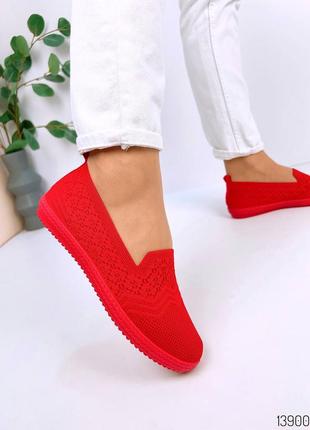 Мокасины 13900, р.36,38,39, текстиль, красный