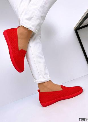 Мокасины 13900, р.36,38,39, текстиль, красный