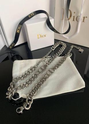 Брендовый браслет и подвеска диор/dior, посеребрение