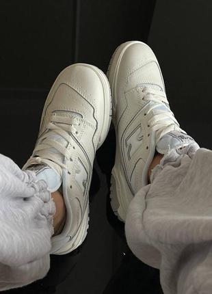 Женские кожаные кроссовки new balance 550. цвет белый с серым5 фото