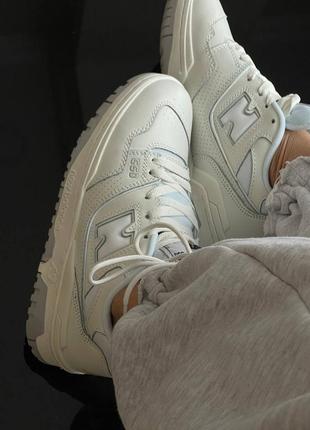 Женские кожаные кроссовки new balance 550. цвет белый с серым2 фото