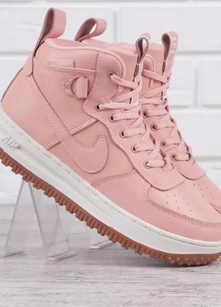 Кроссовки женские кожаные nike air force 1 watershield коралловые1 фото