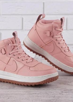 Кроссовки женские кожаные nike air force 1 watershield коралловые2 фото