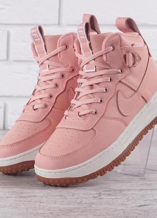 Кроссовки женские кожаные nike air force 1 watershield коралловые8 фото