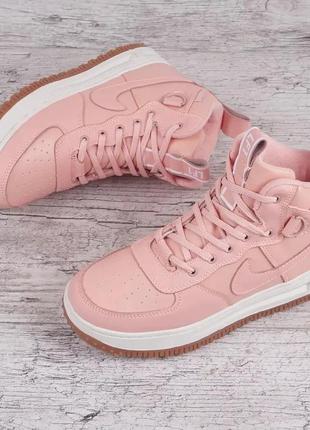 Кроссовки женские кожаные nike air force 1 watershield коралловые4 фото