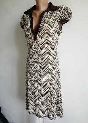 🌴плаття халат в зигзаги з рукавом-ліхтариком 🌴 плаття міді оливкового кольору