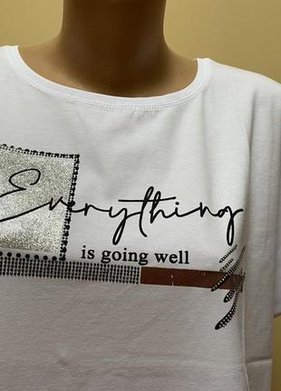 Белоснежная футболка с стильной надписью 🤍🤍🤍2 фото