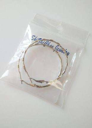 Большие серьги кольцами, узорные сережки конго, серебряные кольца 5 см для девушки9 фото