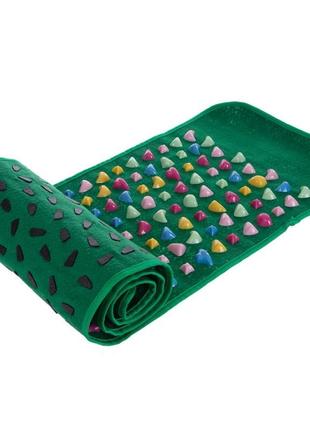 Коврик ортопедический массажный аппликатор с камнями 160x35см зеленый