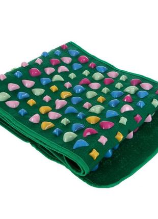 Коврик ортопедический массажный аппликатор с камнями 160x35см зеленый