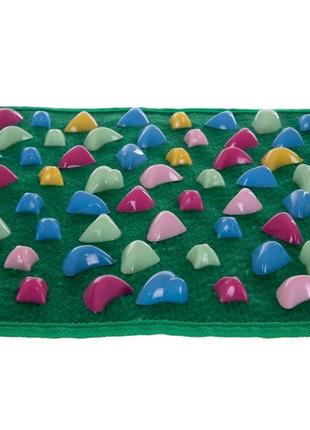 Коврик ортопедический массажный аппликатор с камнями 160x35см зеленый