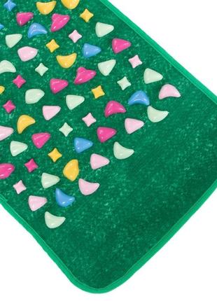 Коврик ортопедический массажный аппликатор с камнями 160x35см зеленый