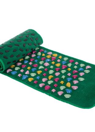 Коврик ортопедический массажный аппликатор с камнями 160x35см зеленый