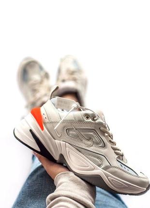 Массивные кожаные кроссовки m2k tekno nike (весна-лето-осень)😍