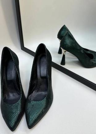 Эксклюзивные туфли лодочки из натуральной итальянской кожи и замша женские на каблуке шпильке8 фото