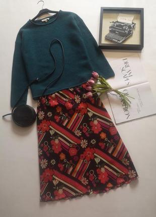Яскрава, стильна, цікава, юбка, спідниця, міді, atmosphere, в квітковий принт,4 фото