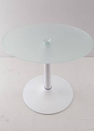 Стеклянный кофейный стол commus solo 450 o satin-white-wtm604 фото