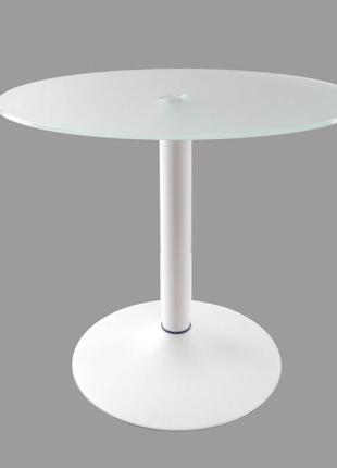 Стеклянный кофейный стол commus solo 450 o satin-white-wtm601 фото
